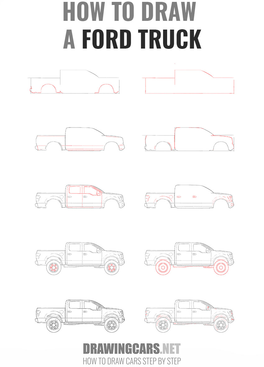 How to Draw a Ford Truck step by step