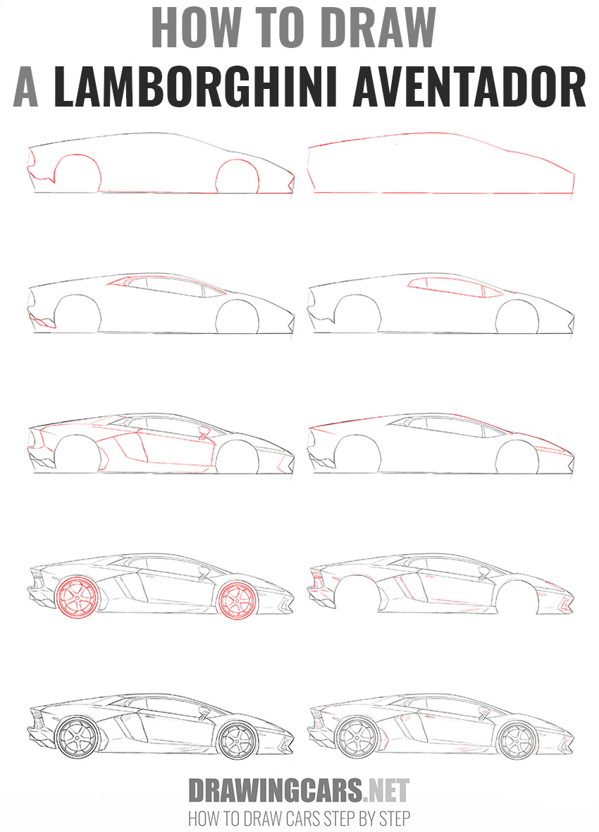 How to Draw a Lamborghini Aventador step by step2