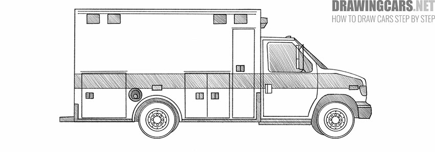 cartoon ambulance truck drawing