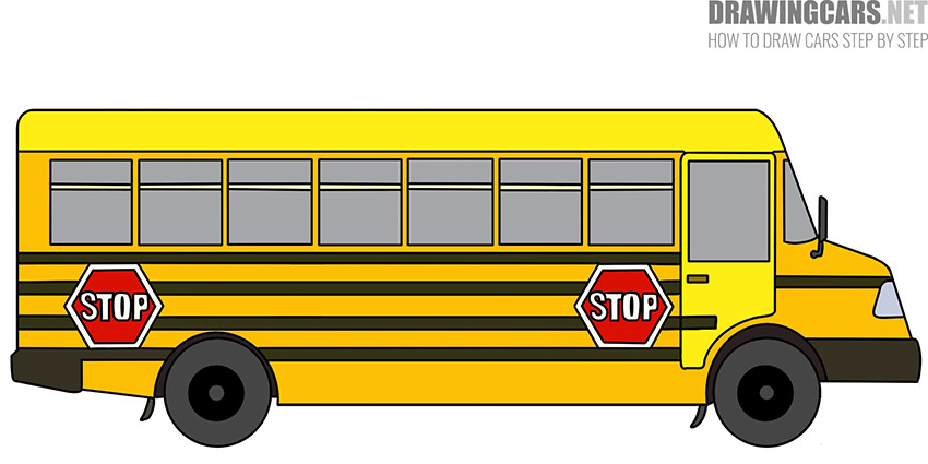 school bus drawing for kids