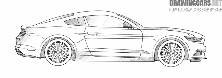 simple ford mustang drawing step by step