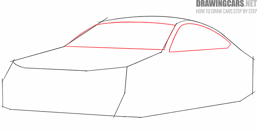 car in 34 front view drawing