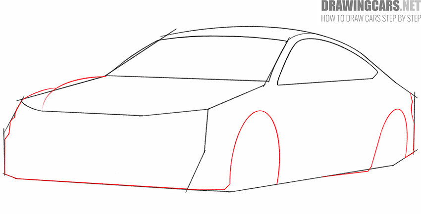 car in 34 front view drawing tutorial