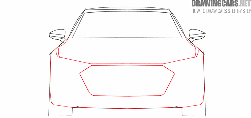 how to draw a cartoon car front view