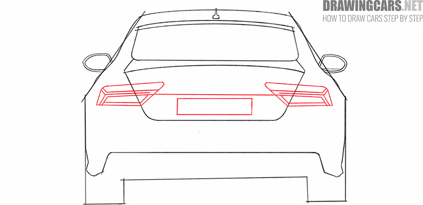 car from back drawing guide