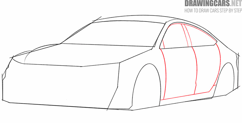 car in 34 front view drawing guide