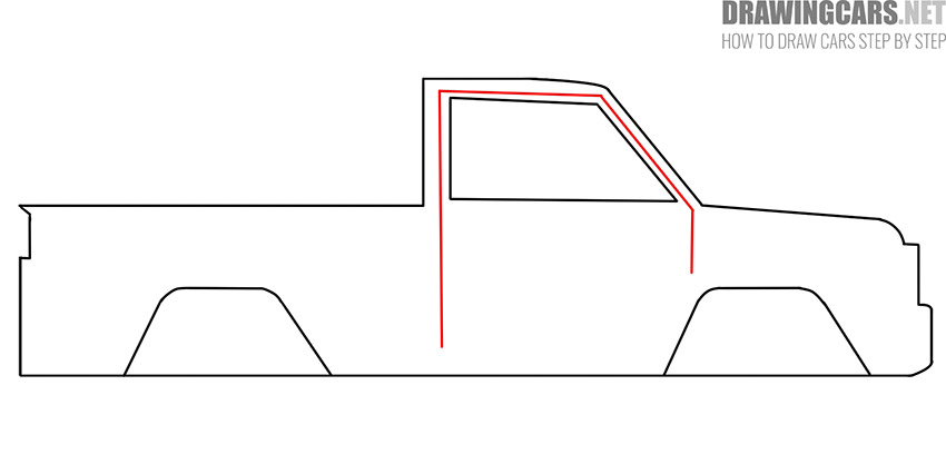 how to draw a pickup truck from the side