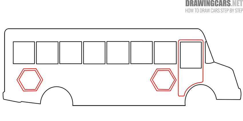 how to draw a school bus realistic