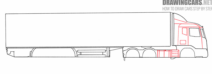 how to draw a simple semi truck
