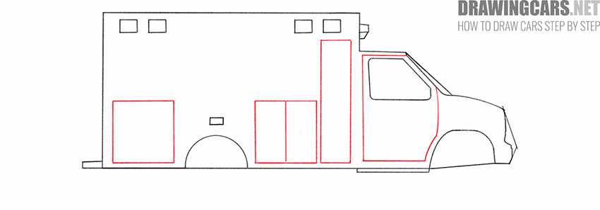 how to draw an ambulance truck realistic