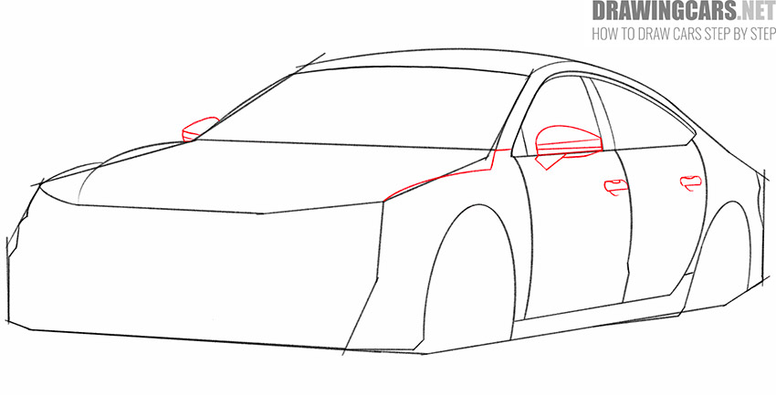car in 34 front view drawing lesson