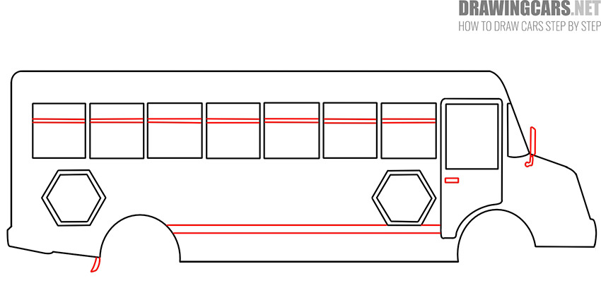 how to draw a school bus simple