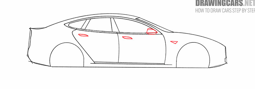 how to draw a tesla car