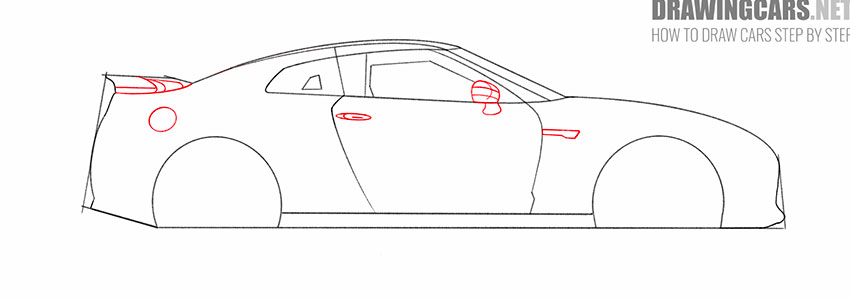 nissan gt-r drawing step by step