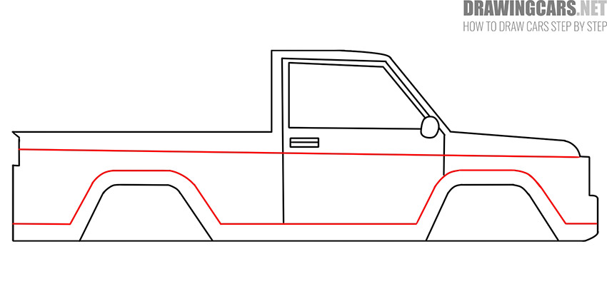 how to draw a cartoon pickup truck