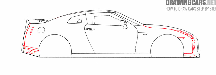 how to draw a nissan gt-r simple