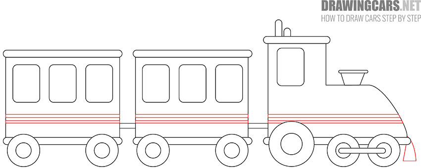 how to draw a train cartoon