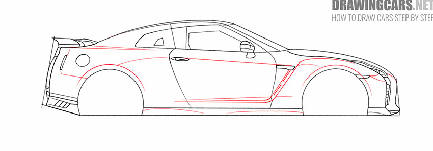 how to draw a nissan gt-r cartoon