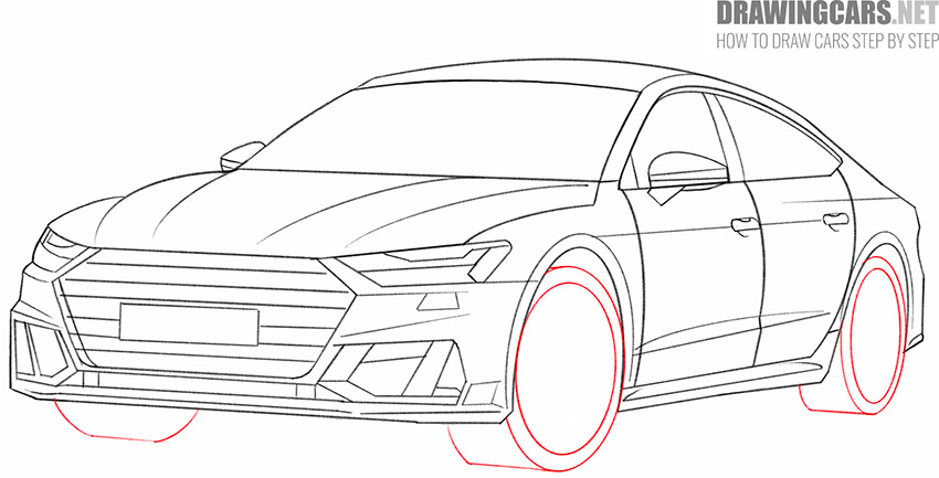 cartoon car in 34 front view drawing