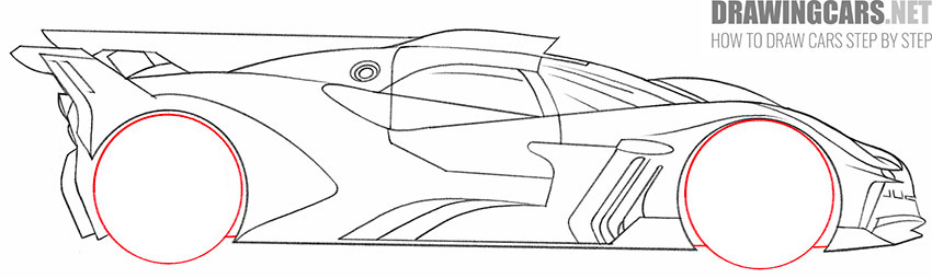 realistic bugatti bolide drawing