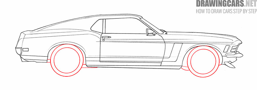 classic ford mustang drawing very simple