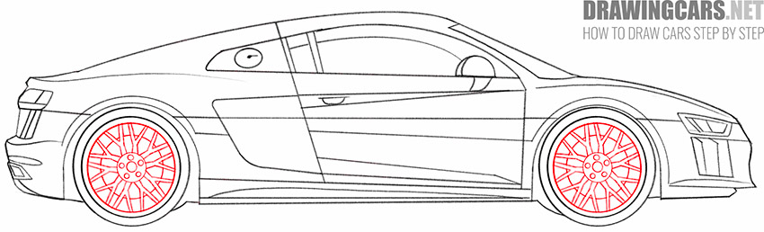 cartoon Audi R8 drawing