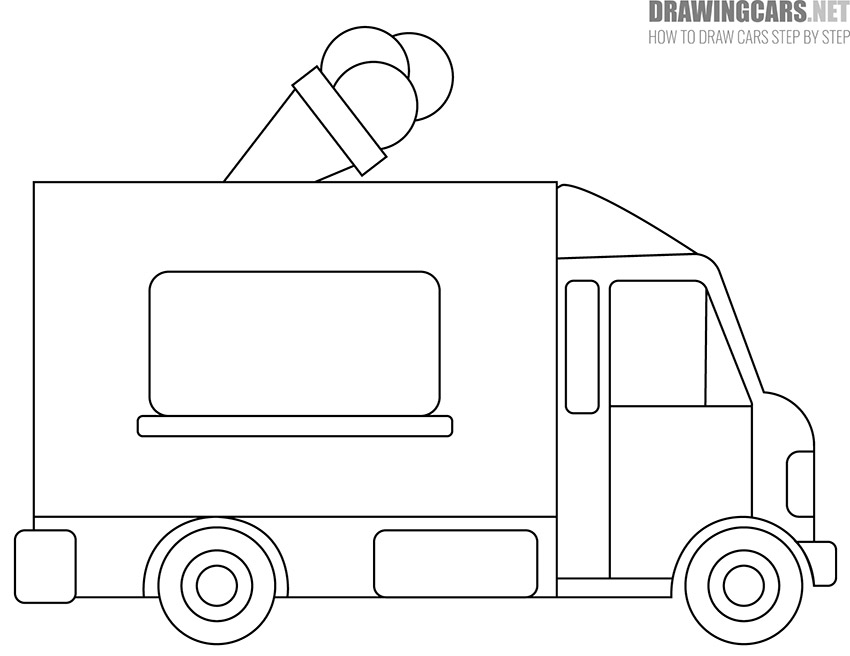 cartoon ice cream truck drawing