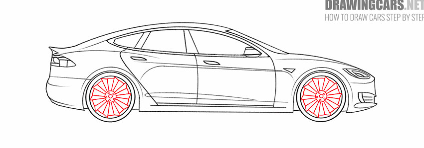 how to draw a tesla model s for beginners