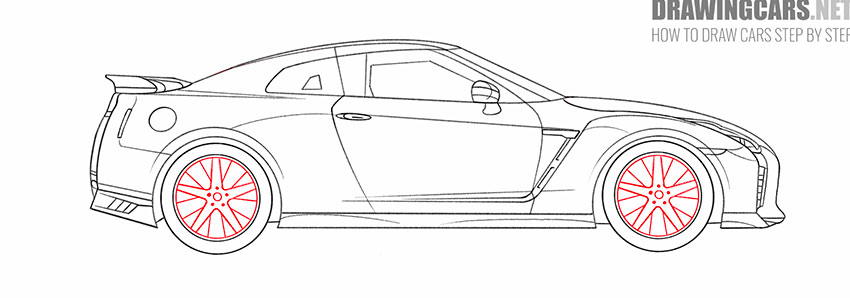 nissan gt-r drawing easy