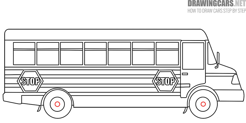school bus drawing guide