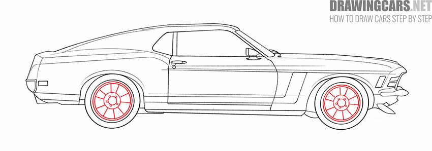 drawing classic ford mustang