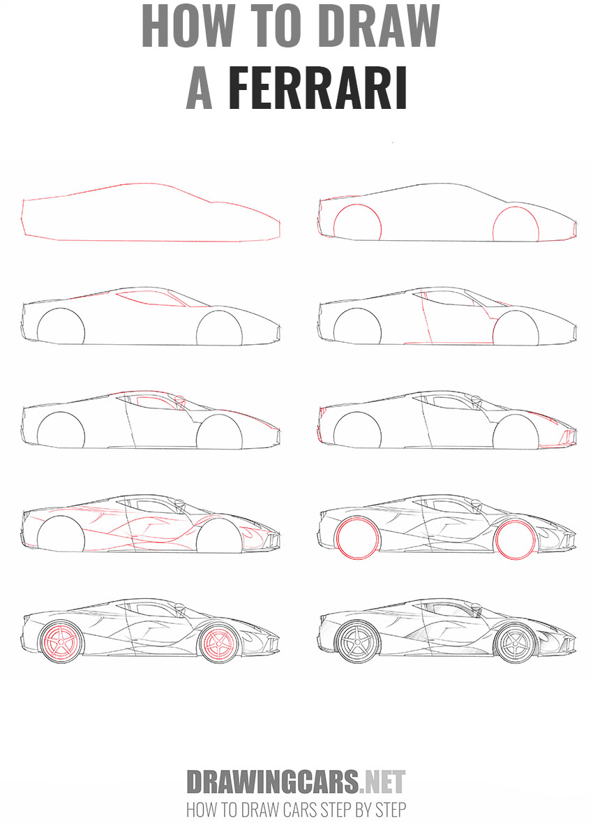 How to Draw a Ferrari step by step