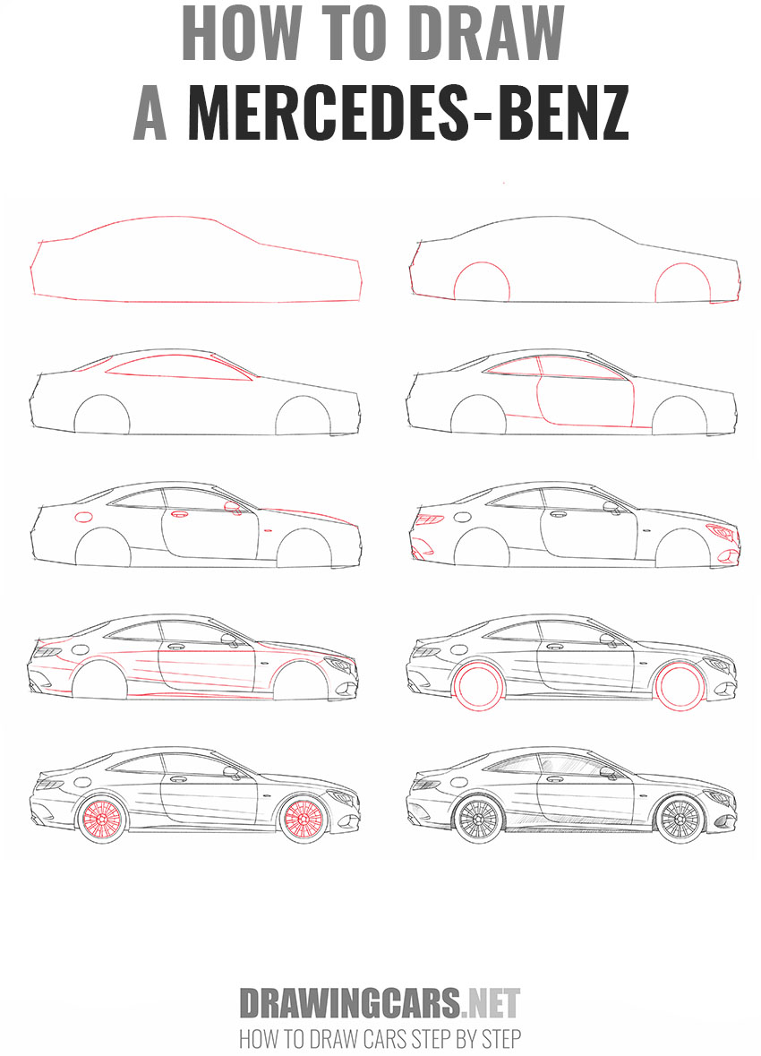 How to Draw a Mercedes-Benz step by step