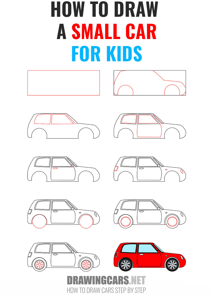 How to Draw a Small Car for Kids step by step
