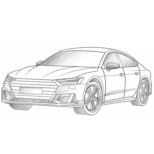 How to Draw a Car in 3/4 front View