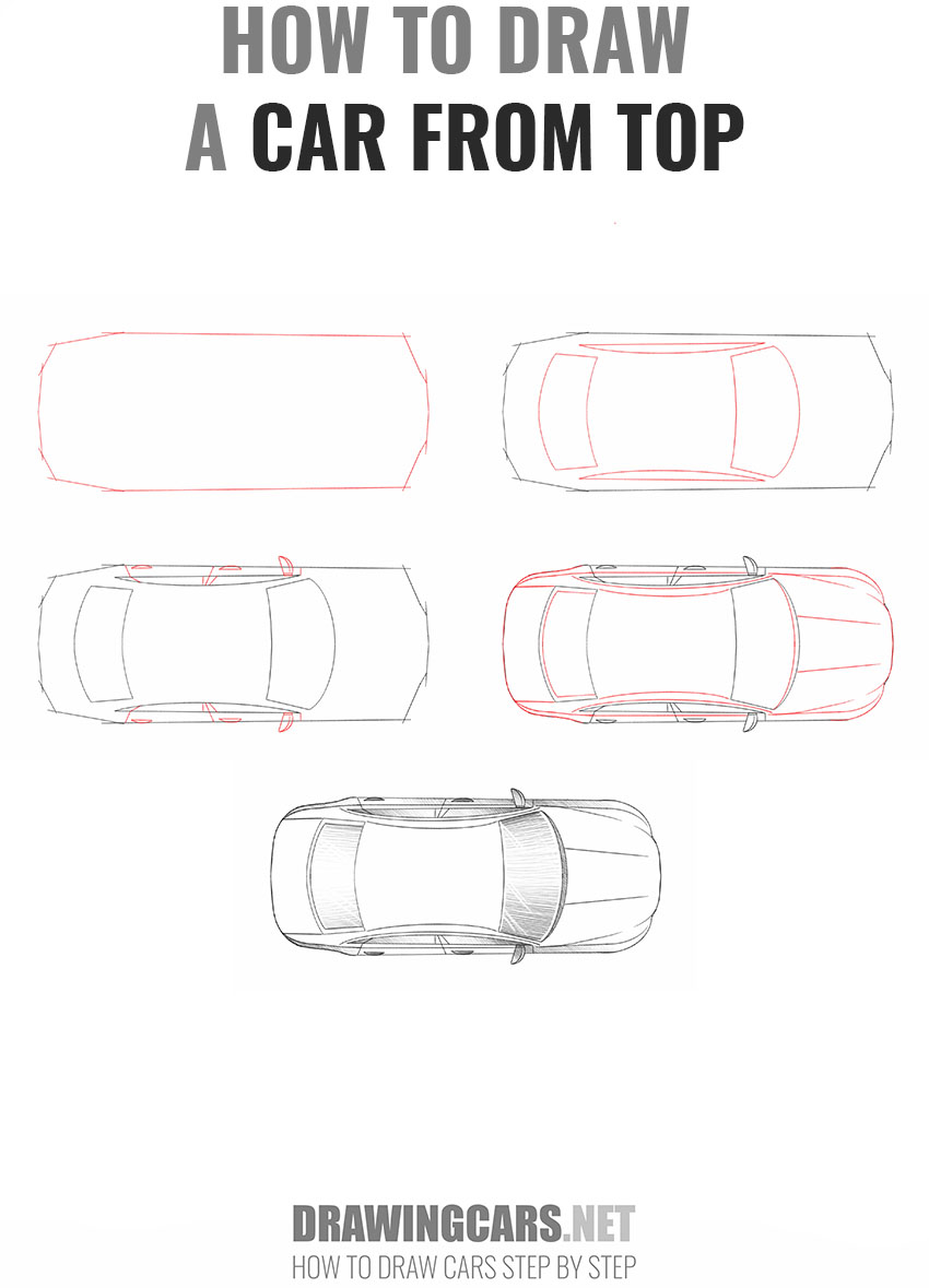how to draw a car from top step by step1