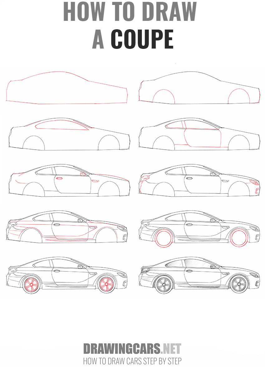how to draw a coupe step by step