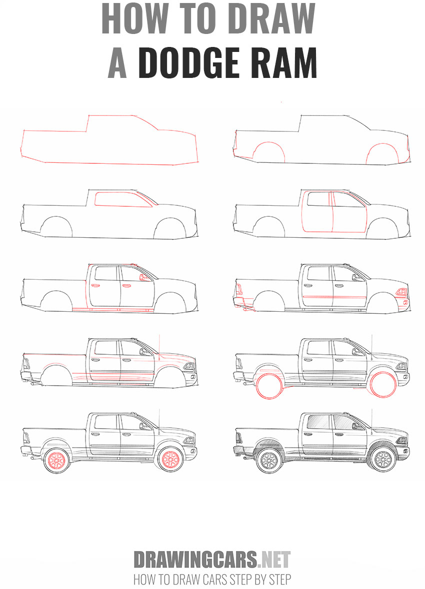 how to draw a dodge ram step by step