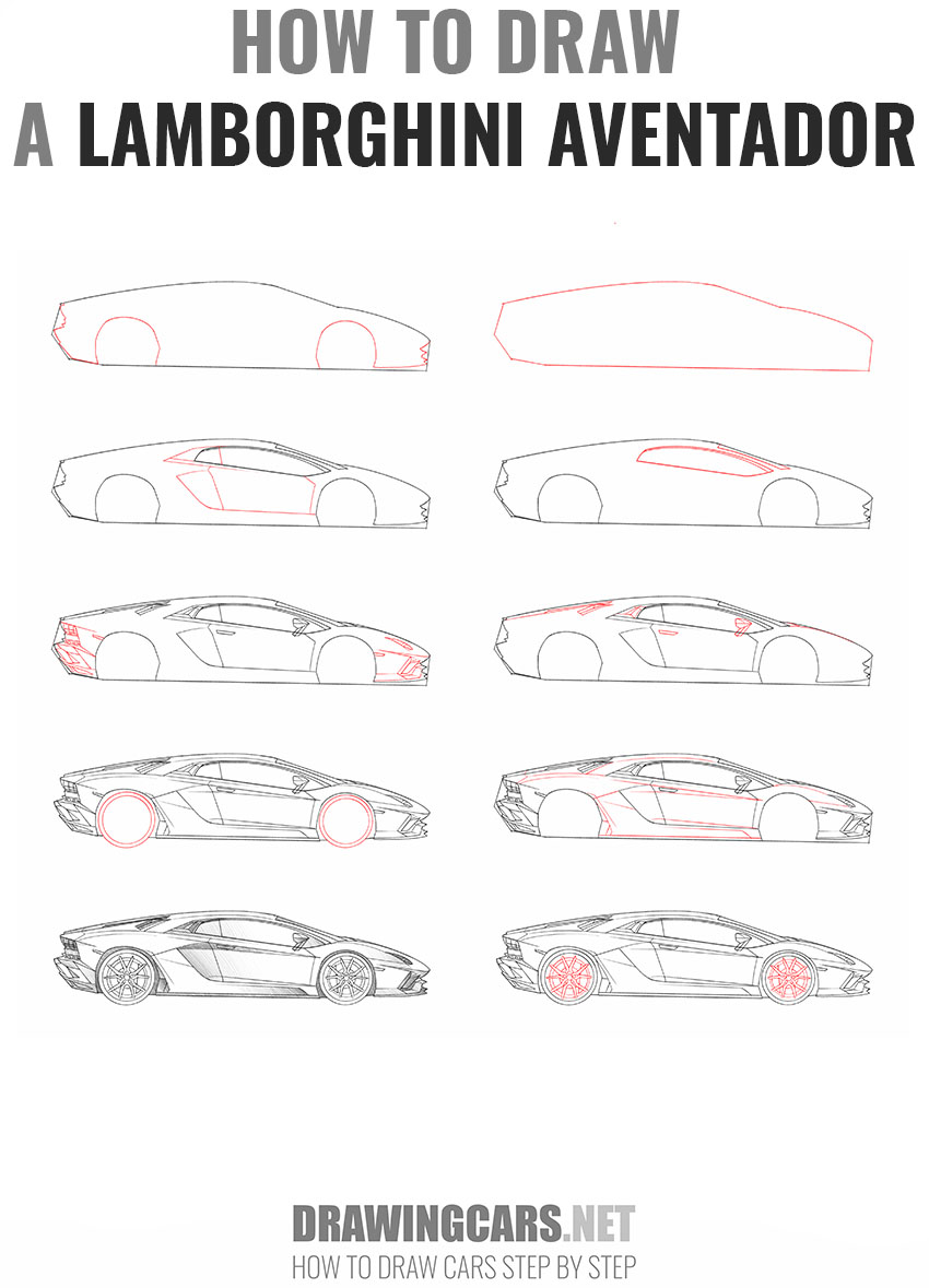 how to draw a lamborghini aventador step by step