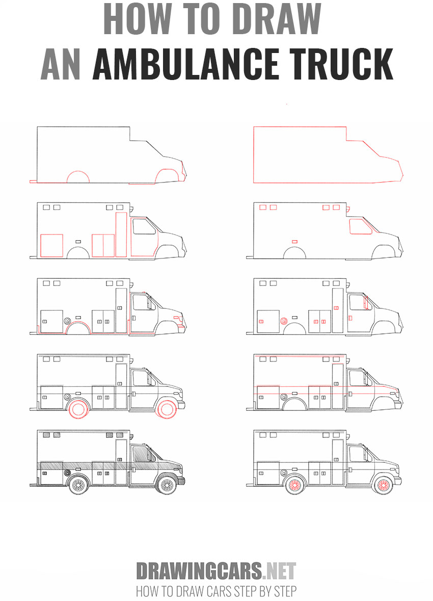 how to draw an ambulance step by step