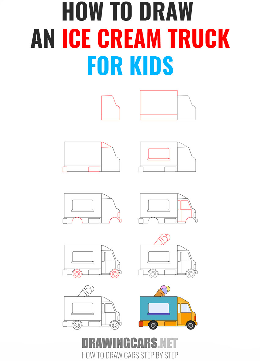 how to draw an ice cream truck for kids step by step